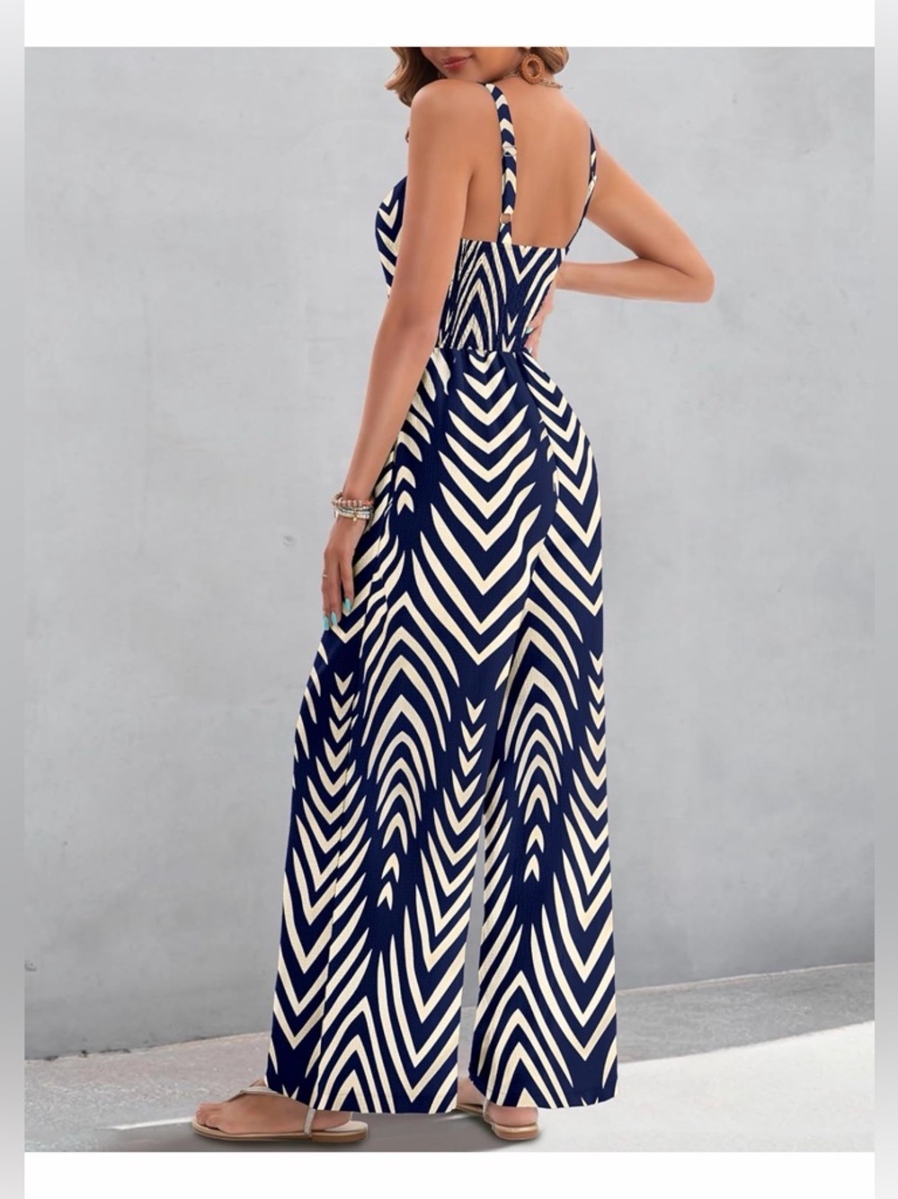 🆕 Dressy Sexy V Neck Twist One Piece Outfits Sleeveless Wide Leg Jumpsuit - Picture 2 of 3